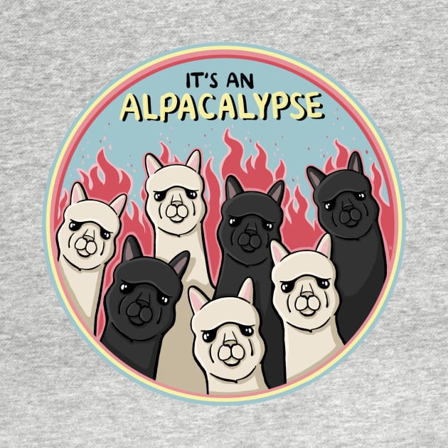 It's an ALPACALYPSE Funny Alpaca Cartoon Pun Digital Illustration by AlmightyClaire